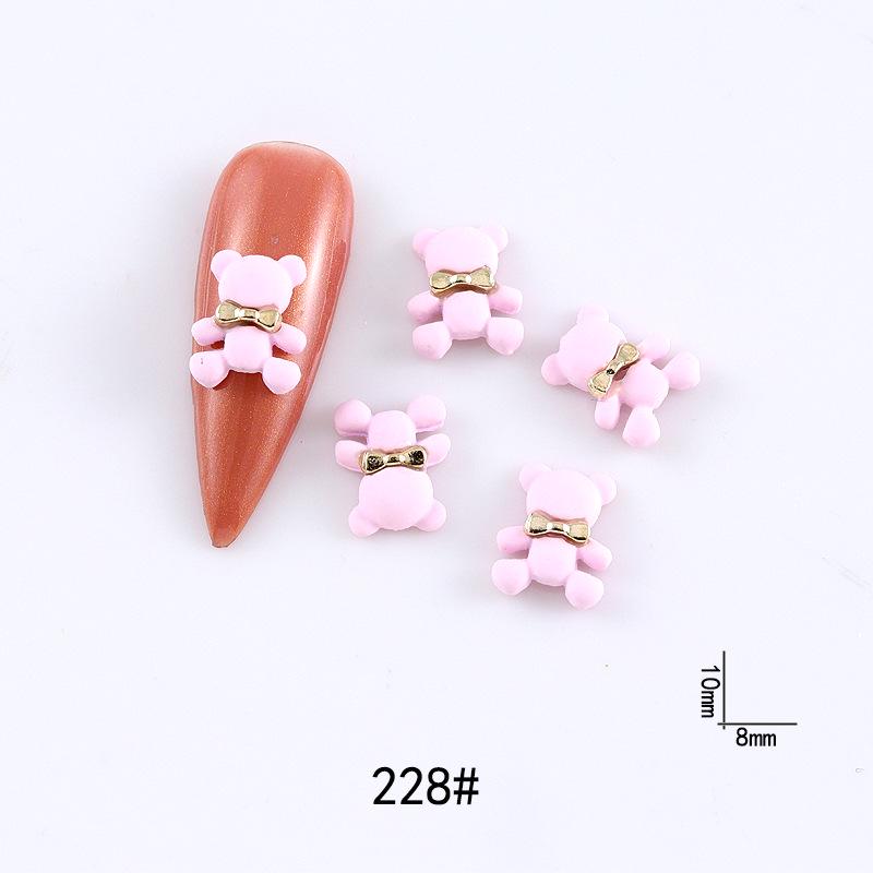 New Cute Bow Heart Nail Art: Frosted Matte Blue & Pink