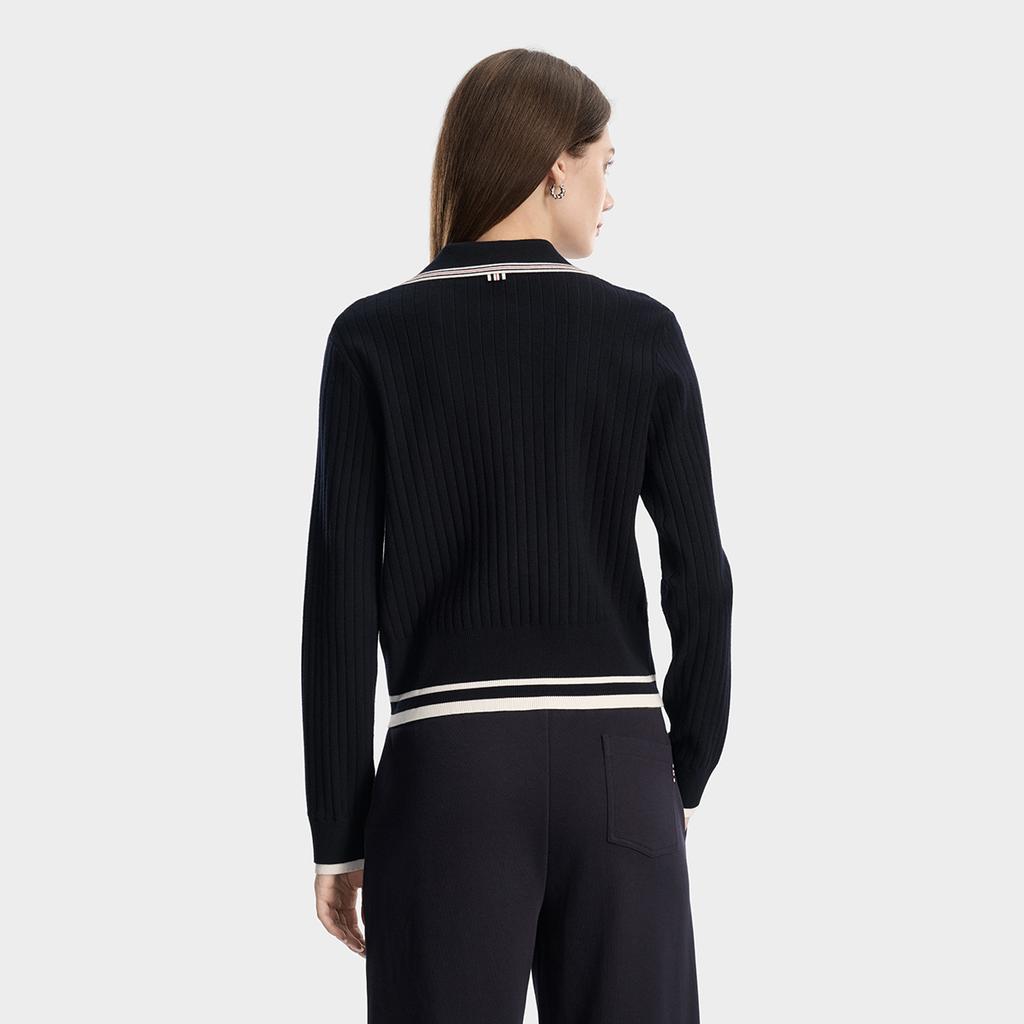 FILA Heritage Classic Fashion Simple Retro Casual Trendy Comfortable Versatile Fake Two-Piece Woven Cardigan Long Sleeve Knitted Sweater F11W618401FNV