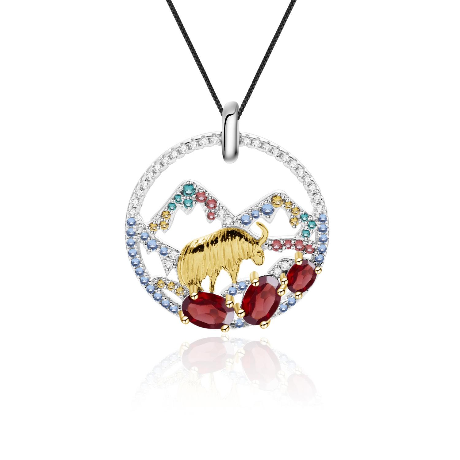 

Оригинальный дизайнерский высококачественный кулон с животным элементом, кулон в естественном стиле s925, серебряный кулон с натуральным гранатом