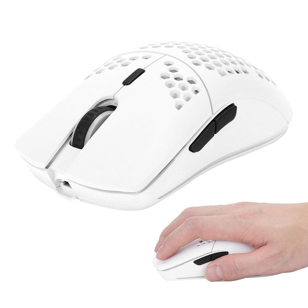 Wireless Gaming HXSJT66 Computer Gaming Mouse with 6 RGB Backlight Modes and 4 Adjustable DPI Levels for PC Laptop Mouse, 2.4GHz (White)