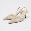 Fashion Mesh Woven Heeled Sandals Women Sexy Pointed Toe Back Strap Thin High Heels Comfortable Elegant Designer Shoes for Women Pumps