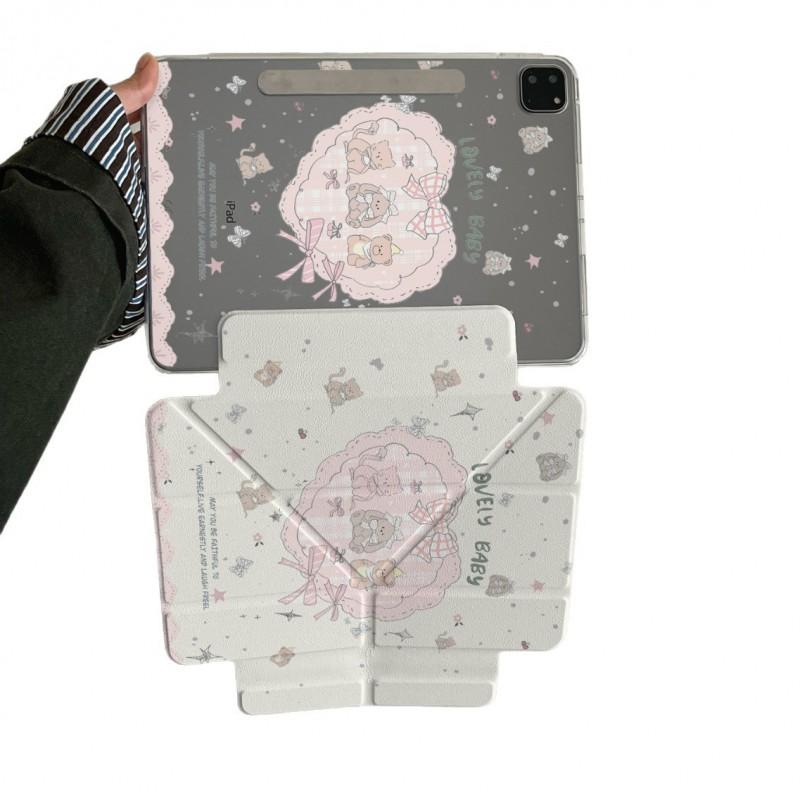 Kawaii Bear IPad Pro 13 Inch Case With Stand Auto Sleep PC Hard Shell Air 5/6 Mini 6