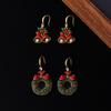 Enamel Christmas Bell Earrings with Zircon Inlay - Vintage Medieval Court Style