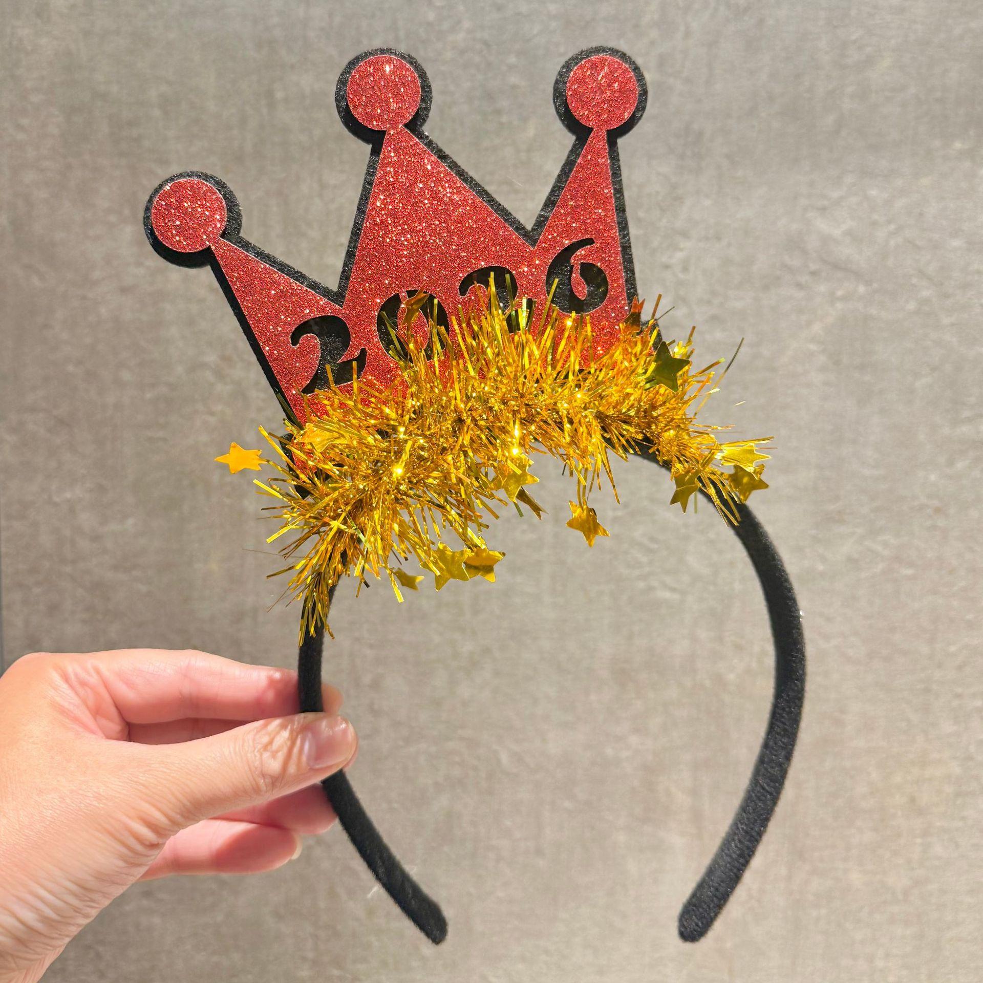 2026 New Year Christmas Headband Hair Hoop Festive Decorative Hair Band for Party Photo Countdown Celebration Hair Accessories