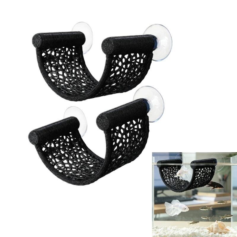 Wall Mount Shelf Set for Ornamental Shrimp, Suction Cup Rest Shelf for Small Glass Habitats, 2 Piece Plastic Water Habitat Accent