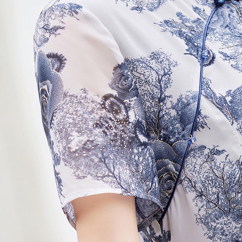 Elegant New Chinese Style Mother's A-Line Cheongsam Summer Dress