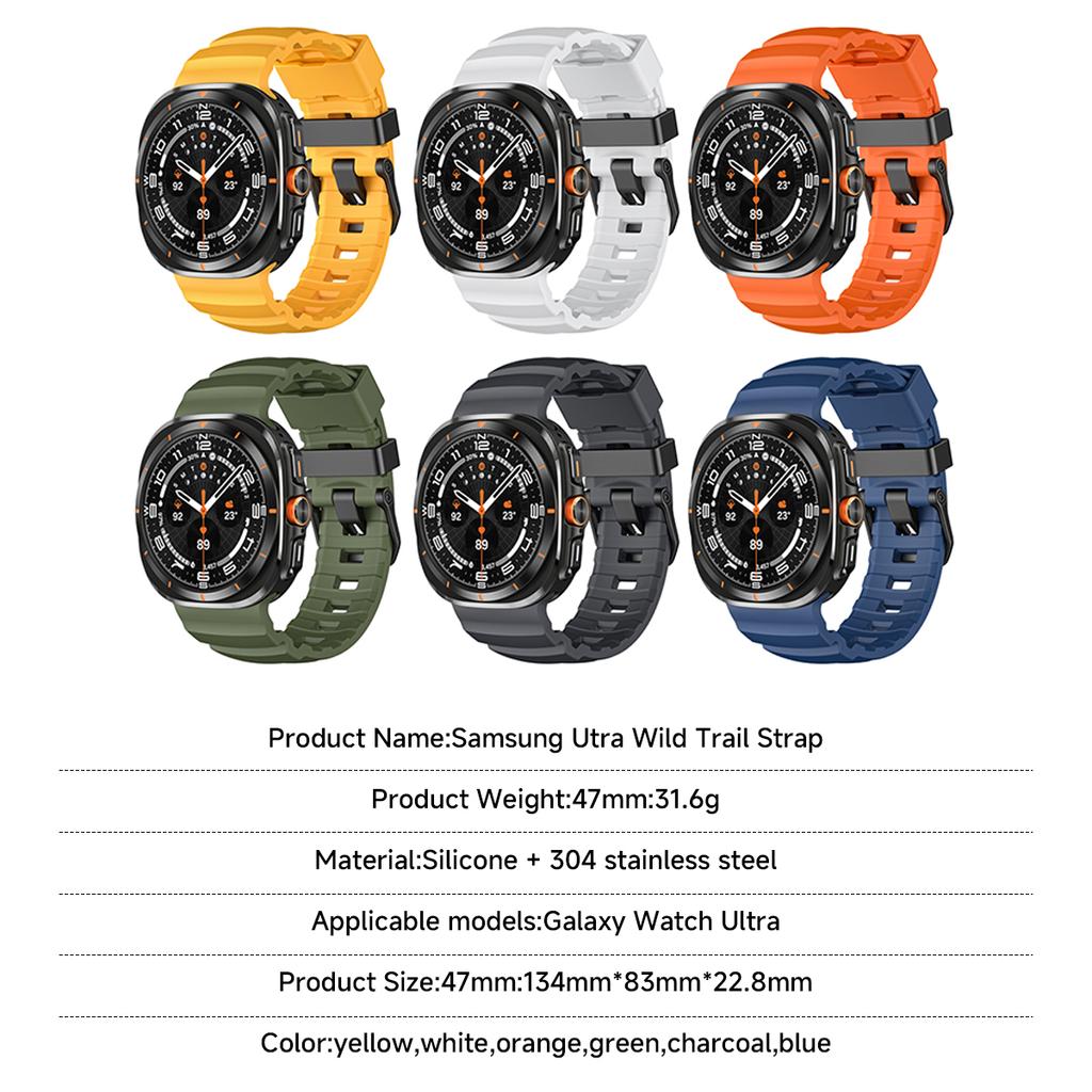 Miękki gumowy pasek do Samsung Galaxy Watch Ultra 47mm Pasek Męska sportowa bransoletka do Samsung Galaxy Ultra 47 Zakrzywione końcówki Pasek na nadgarstek