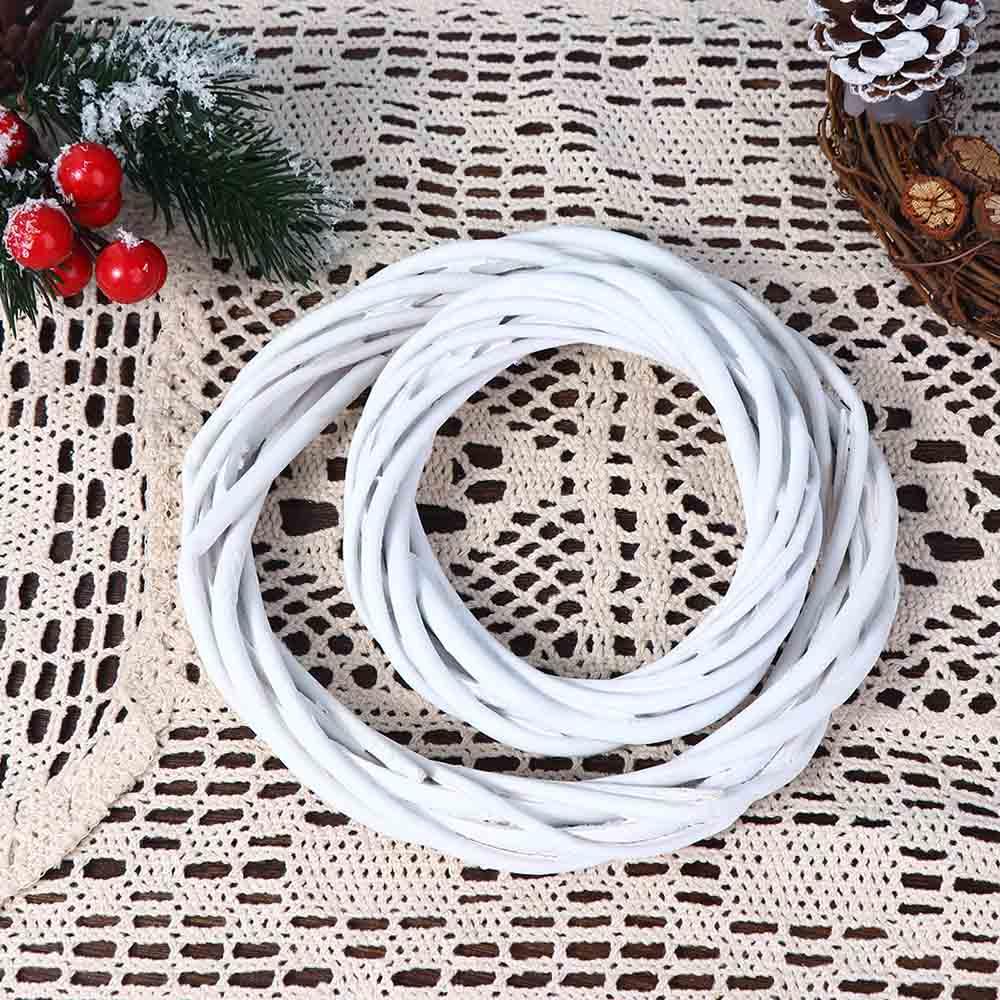 Party Xmas Hanging Ornament Vine Blank Rattan Ring Christmas Decoration Wicker Wreath White Garland