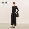 LESS Women's Straight Leg Wool Blend Cropped Pants