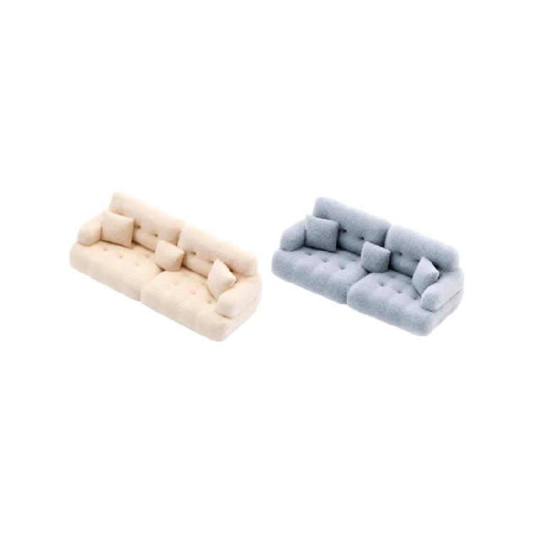 Doll House Decoration Miniature Couch Model with Flocking Texture for Small Scale Living Room Styling, Corner Display and Photo Props Use