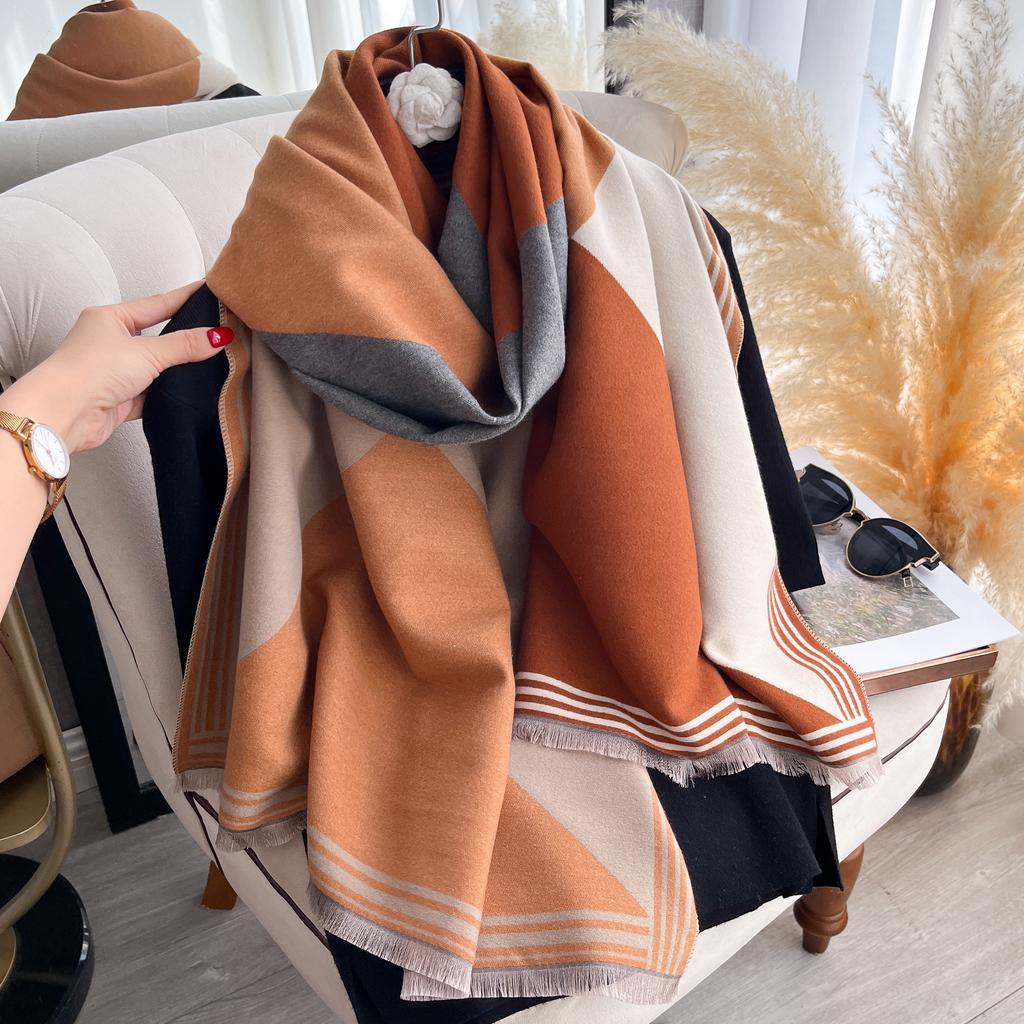  Luxury Winter Cashmere Scarf Women New Design Warm Pashmina Blanket Poncho Scarves Female Print Shawl Thick Foulard Bufanda