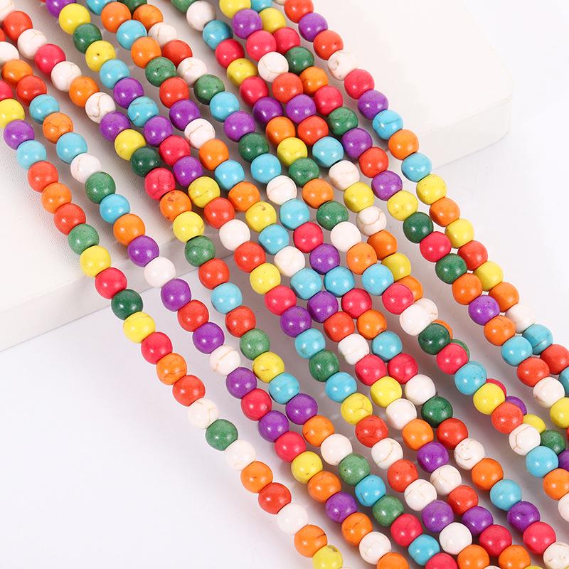 Colorful Crackle Synthetic Turquoise Round Beads for DIY Jewelry Making