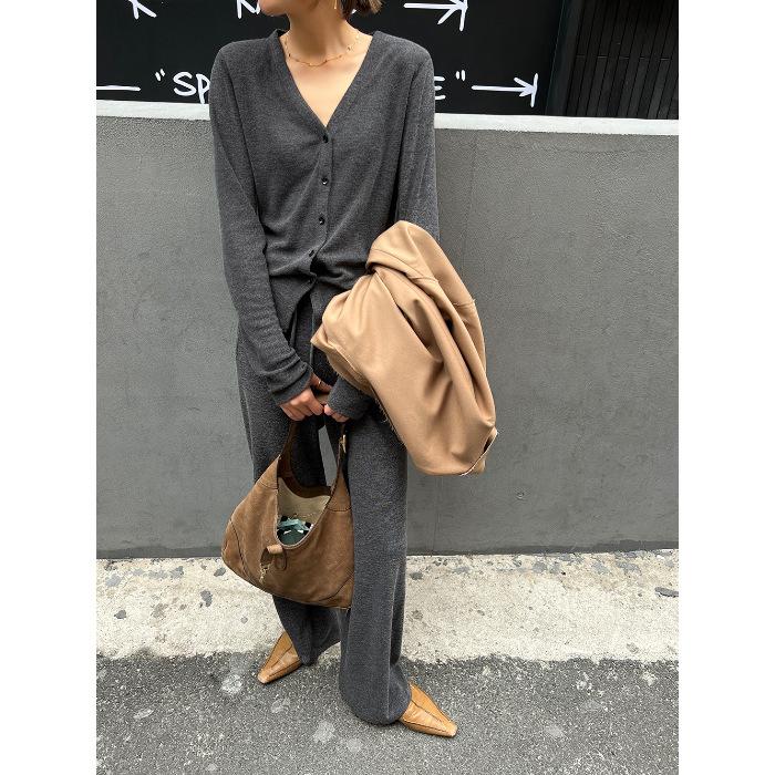 

Foreign style fashion sports suit cardigan vest wide-leg pants two-piece set women s new spring and autumn casual gray XXL темно-сірий