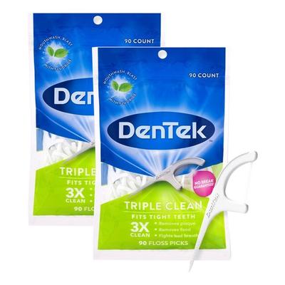 Dentech Triple Clean Disposable Dental Floss, 90 Pieces, 2 Pieces