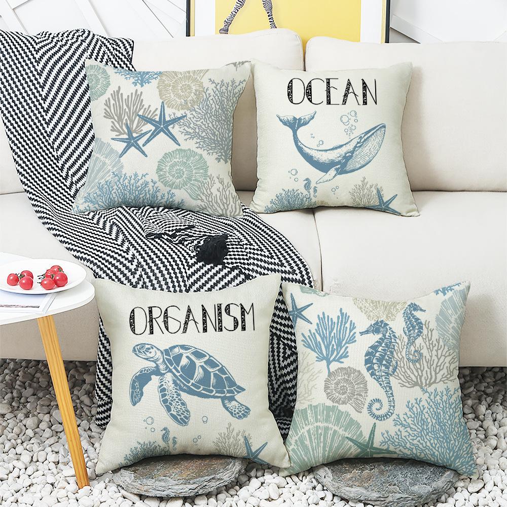 Bedroom Pillow Modern Simple Pillow Pillow Small Fresh Ocean Blue Back Square Living Room Pillow Case