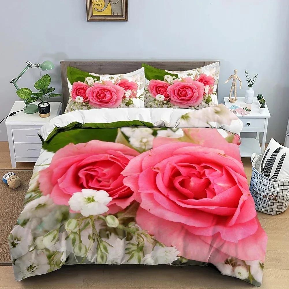 

Top Leaves Duvet Cover Set 3D Flower Printed Bedding Set Comforter Cover With Pillowcase Single Twin King Queen Bedclothes EU King 240x220cm