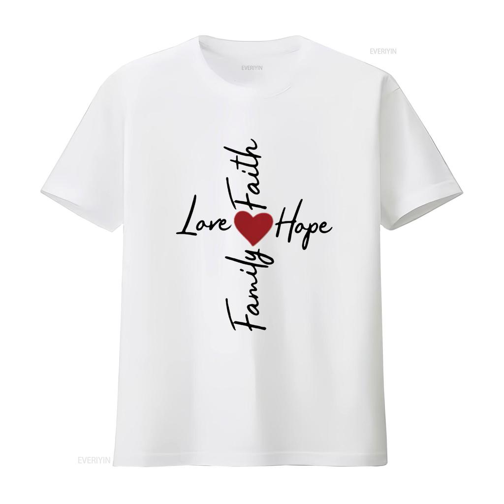 Love Faith Hope Family A Biblical Design Womens T Shirt White Large vintage Washed streetwear fashion Slightly Stylish Soft