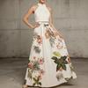 European and American Cross-border Explosion 2026 Spring and Summer Printed Evening Dress Long Dress Holiday Style Waist Thin Elegant Dress