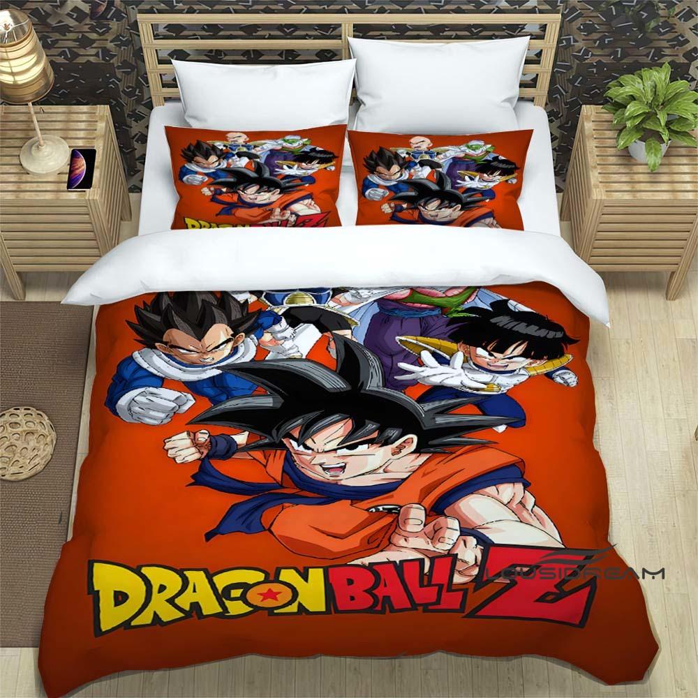3D Dragon Ball Cartoon Bedding Set (3 Pieces) – Includes Duvet Cover and Pillowcases. Soft and Comfortable.