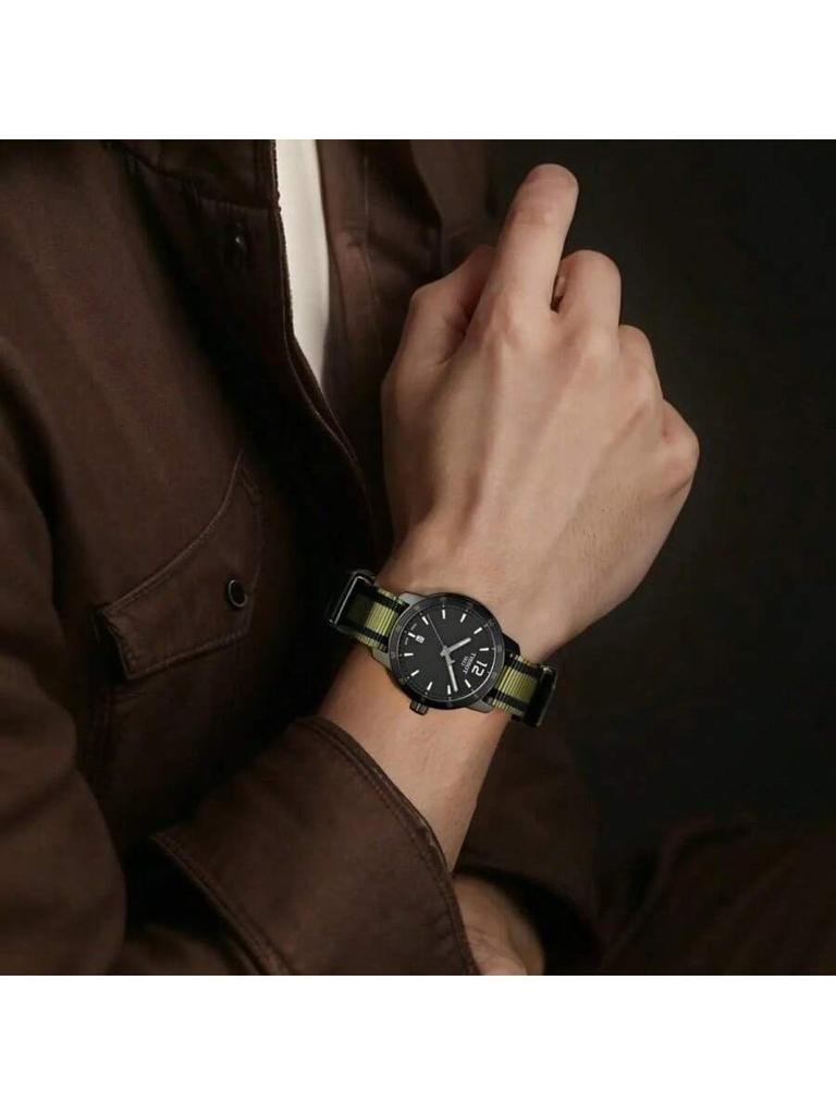 Tissot Orologio da uomo al quarzo, impermeabile fino a 100 m, cinturino in tela T095.410.37.057.00