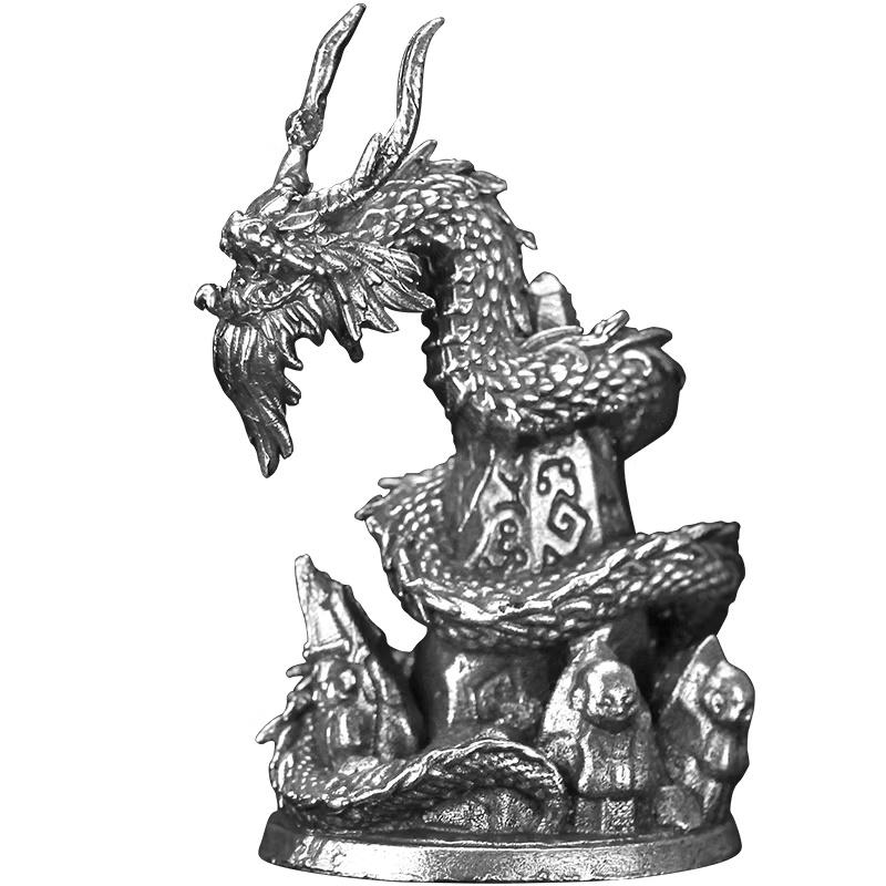 Metal Ancient Candle Dragon (Zhulong) Figurine Miniature Tabletop Game Piece Desktop Ornament Car Interior Decor Gift for Men