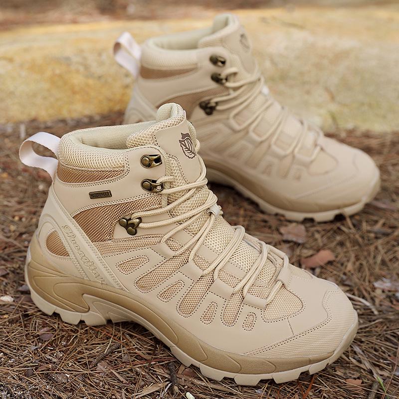 Men's Anti-slip Tactical Hiking Boots - Large Sizes 45-47 for Desert and Winter Mountaineering.
