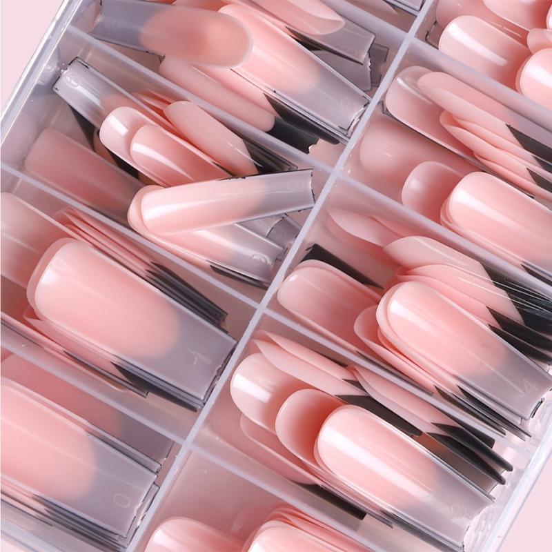 360x Artificial Nails French Black Tip False Nails Full Cover Stick on Nail Press On Nail False Nails Manicures Supplies