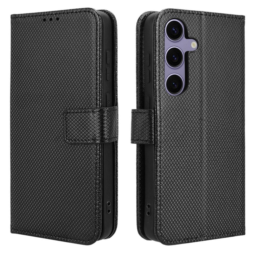 For Samsung Galaxy S25 Case PU Leather Diamond Texture Wallet Phone Cover