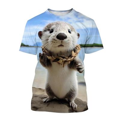 Persoonlijkheid Zee Dier Otter 3D Geprint T-shirt Zomer Mode T-shirt Mannen Casual Ronde Hals Korte Mouw Tops T-shirts Kleding