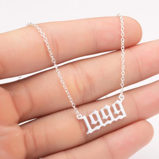 1980-2019 Doğum Yılı Numarası Charm Kolye Paslanmaz Çelik Zincir Kolye Takı