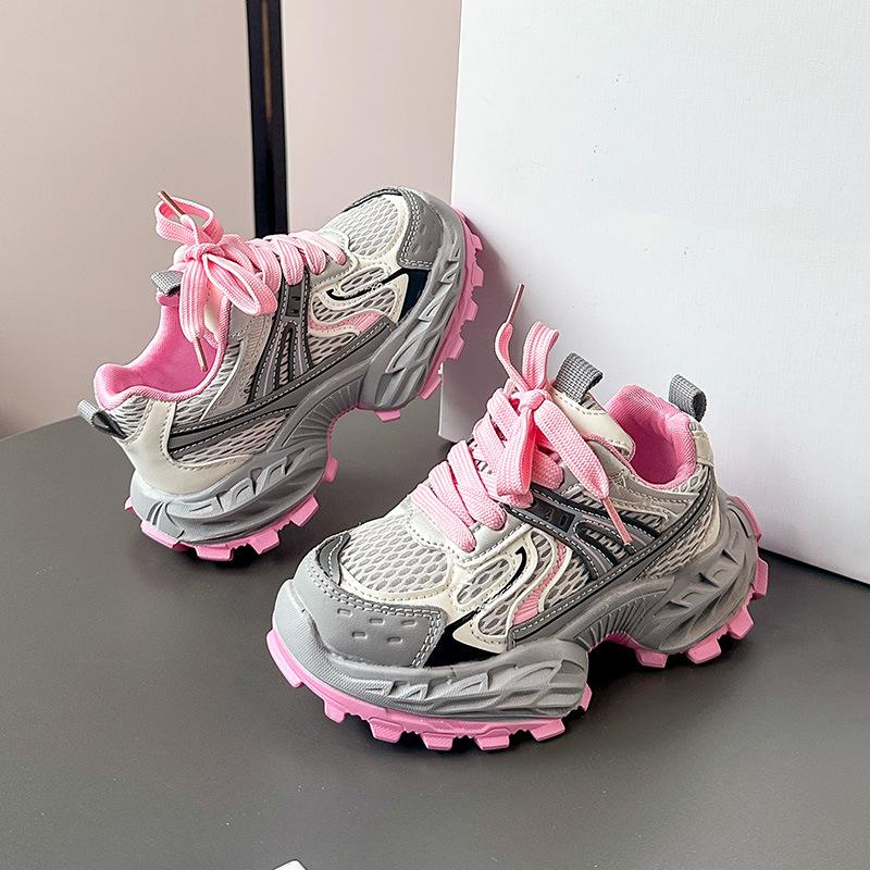 

Корейская версия детских кроссовок для пап, осенние новые дышащие спортивные туфли для мальчиков, повседневные туфли для девочек, для детей среднего и старшего возраста 26