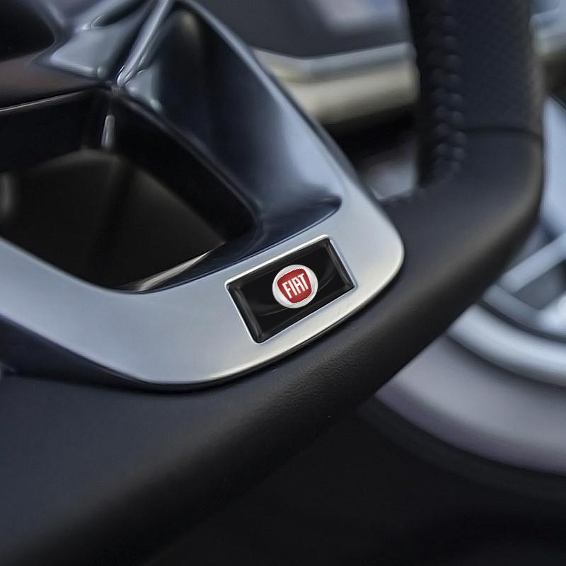2/10Pcs Carbon Fiber Fiat LOGO Emblem Steering Wheel Car 3D Stickers for Fiat Abbas 500 500L 500X 124 Aegea MobiPanda Tipo Sedici Centoventi Fiorino