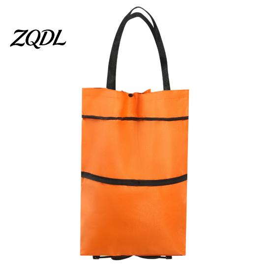 Commuter Shopping Cart for Students Foldable Bag with Wheels, Heavy-Duty Waterproof Oxford Cloth Grocery Cart, Compact Stroller City Living