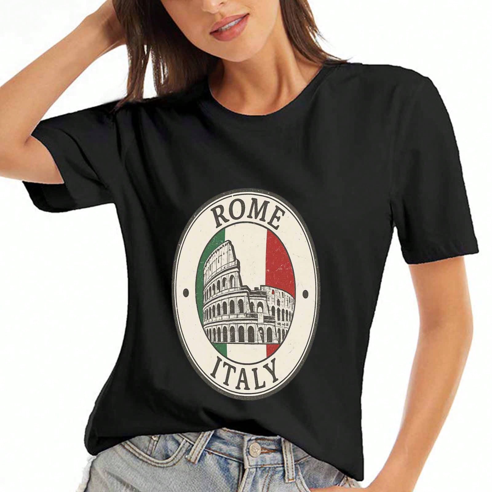 Rome Colosseum Italy Cotton T Shirt, Premium Cotton Quality Print, Durable, Casual And Fashionable, Stylish Colosseum Scenic Design, Italian Travel S S разноцветный