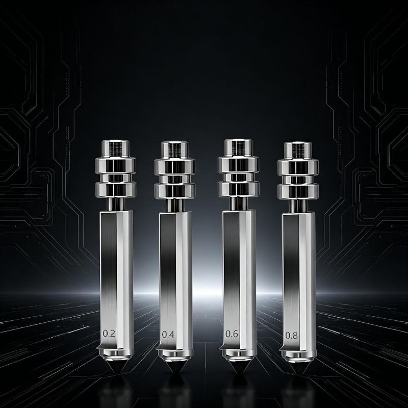 Hardened Steel Nozzle Kit For 3D Printer With Multiple Size 0.2Mm 0.4Mm 0.6Mm 0.8Mm Plated Metal Extruder Nozzles