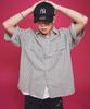 WEGO Short Sleeve Minimalist Check Logo Summer Size White Check 1 Men's Shirt, Shirt, Top, Streetwear, Casual, M,