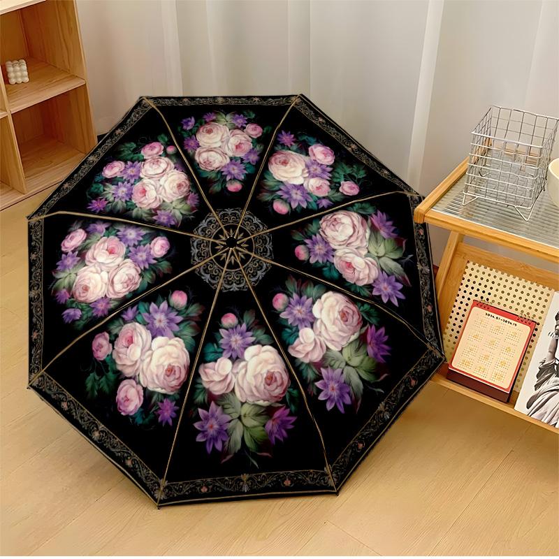

Floral Mandala Design 30 Theme Automatic Umbrella Compact 8-Rib Design Sturdy Construction Durable Umbrella Stylish Accessory