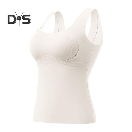 Winter Women Thermal Vest with Chest Pads Seamless Velvet Fast Temperature Lock Heating Slim Fit Elastic Sleeveless Inner Wear Bottoming Tank Top