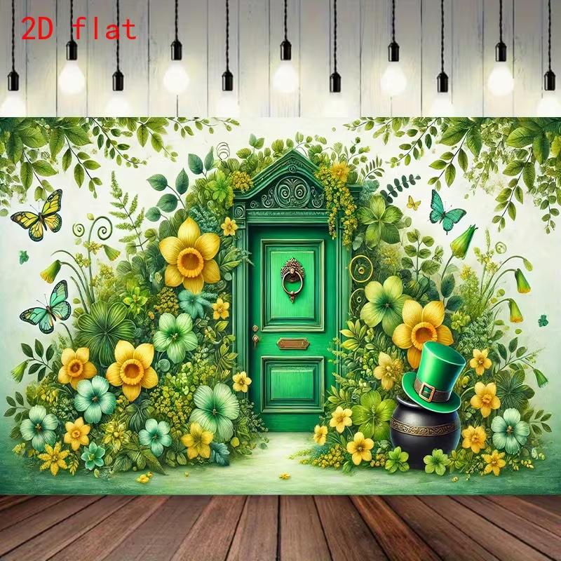Irish Garden 2D Backdrop, Leprechaun Hat & Floral Photo Background