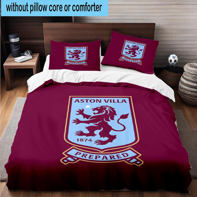 Set Biancheria da Letto Stampato Aston Villa Football Club 3 Pezzi Copripiumino Chiusura Include 1 Copripiumino e 2 Federe Set Biancheria da Letto Arredamento Casa Regali