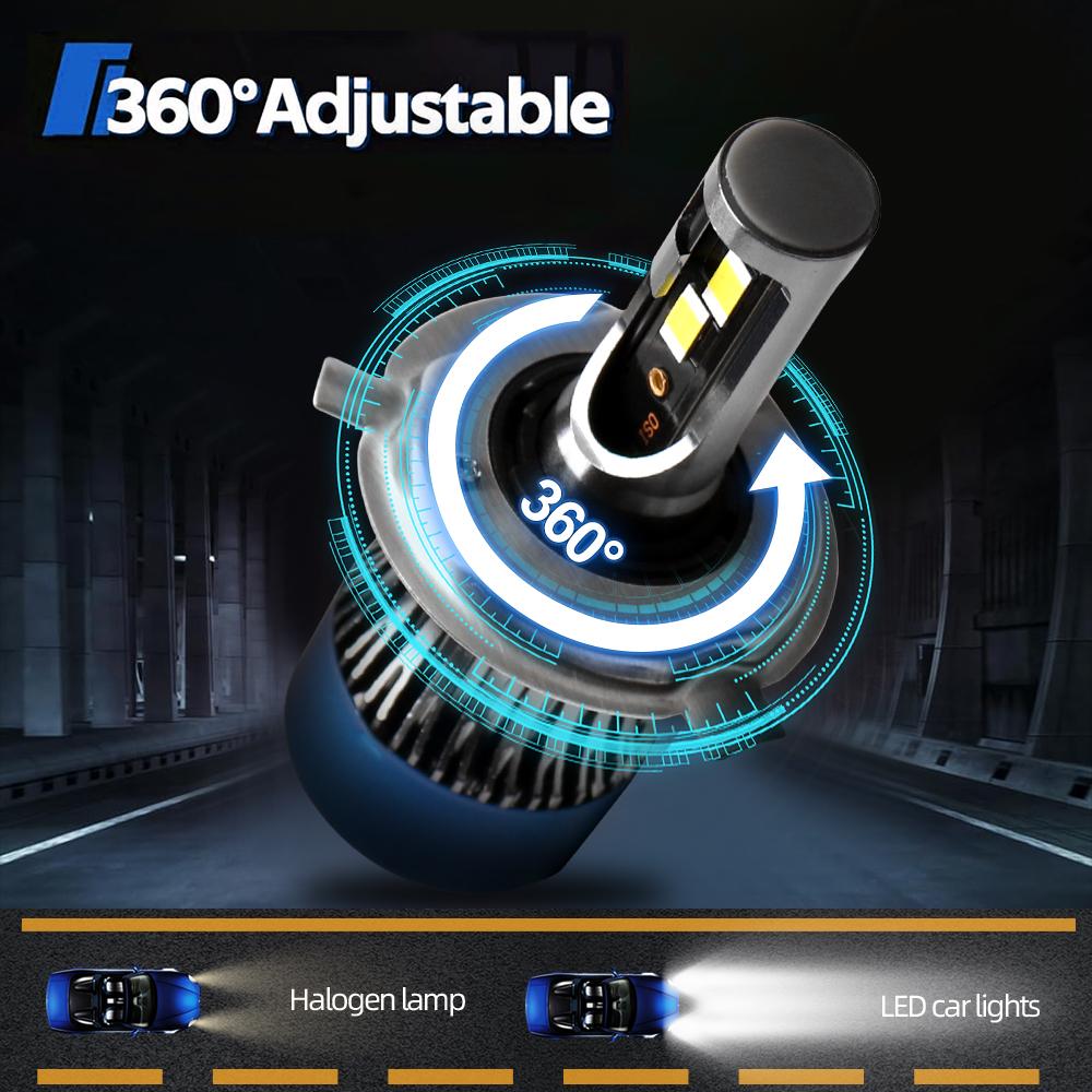 2PCS Car LED Headlamp Replacement Bulbs 20000LM High Lumens Canbus Error Free H4 High Low Beam CSP 3570 chips Auto Light Bulbs