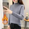 2025 Women's Autumn/Winter Half-High Collar Velvet-Lined Knit Sweater