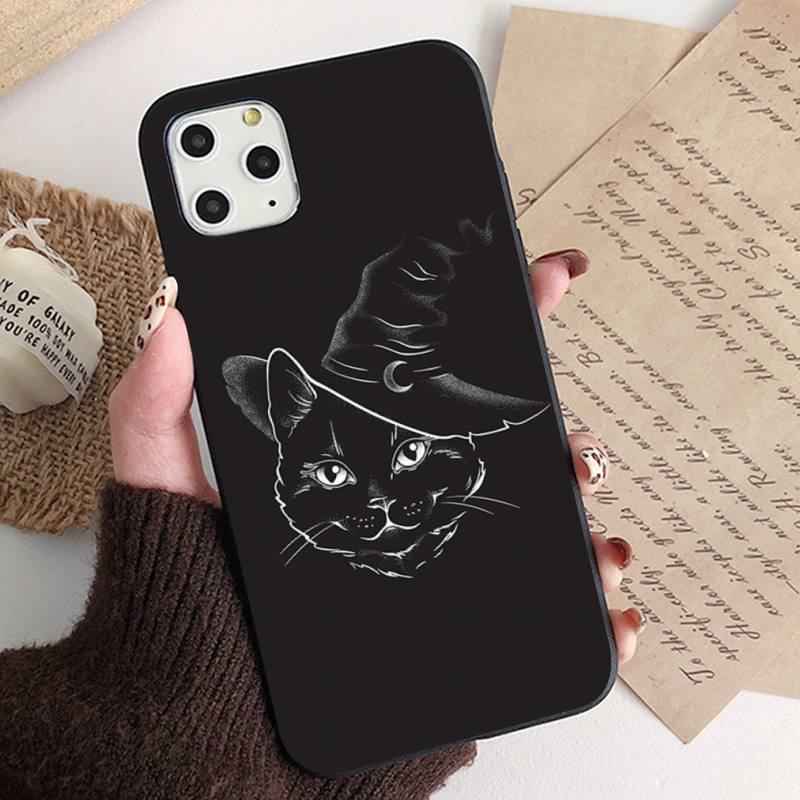 Witch and Cat Colorful Cute Phone Case for iPhone 11 12 13 Pro XS MAX 8 7 6 6S Plus X 5S SE 2020 XR Cover