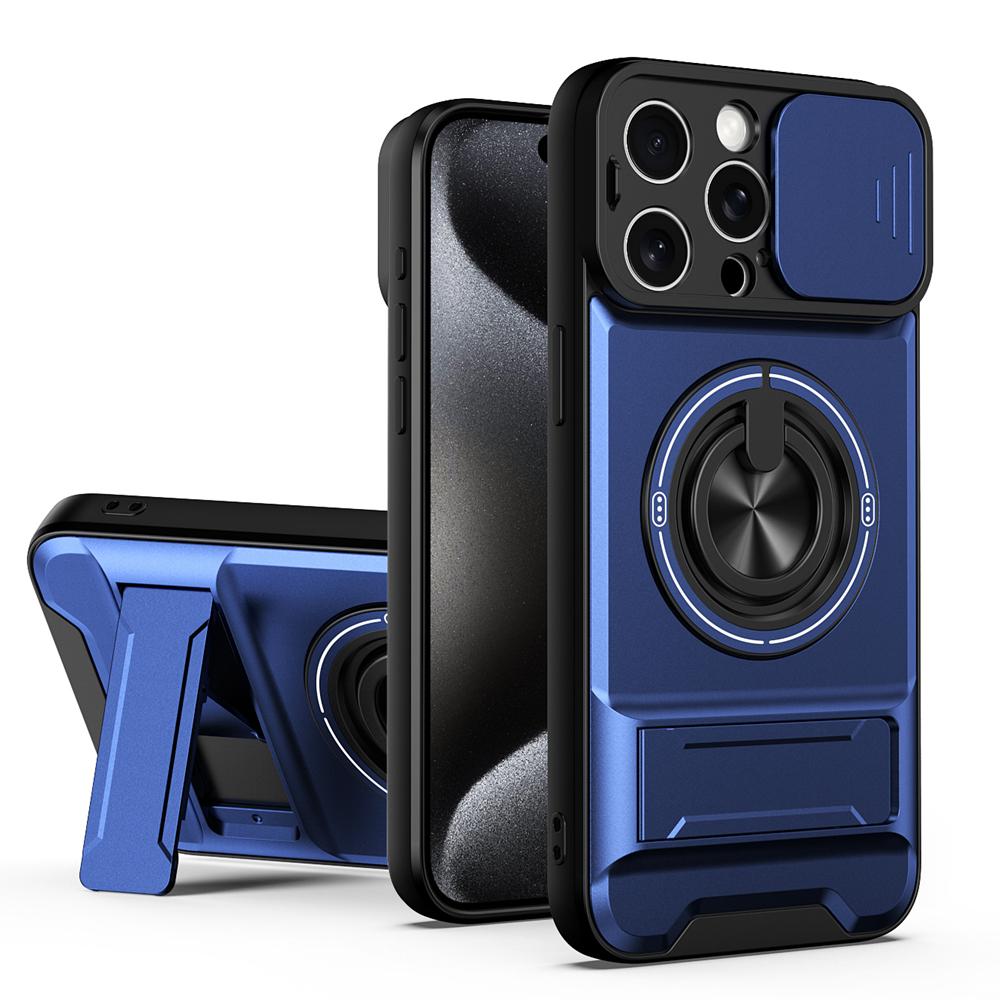 KEYSION Magnetic Phone Case for iPhone 13 14 15 Pro Max 15 Plus Slide Camera Protection Upright Kickstand Shockproof Back Cover