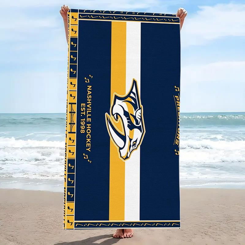 Nashville Predators Logo Print Beach Towel, Large Soft Quick Dry Towel for Beach Camping Swimming