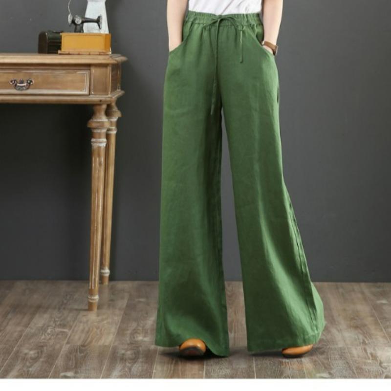 Vintage Dámské Elastický Pas Podnikání Ležérní Široké kalhoty Culottes Flare Dlouhé kalhoty