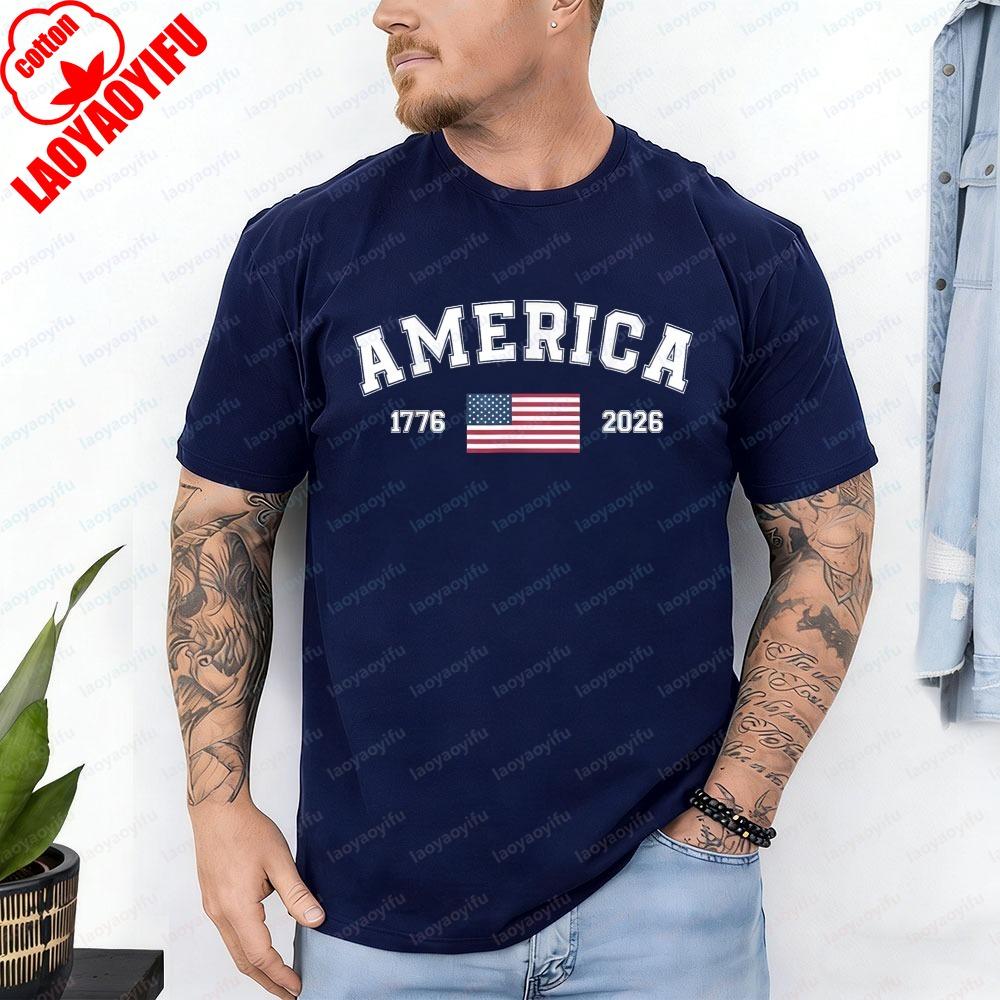 250 America Years of Independence for Everyone TShirt Patriotic Personage Vintage Simple Casual Style Tops Camisetas for Mans