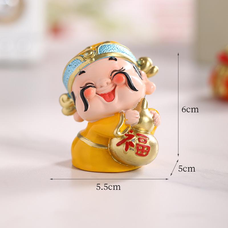 Xile Wufu God of Wealth Figurines for Home and Office Decoration