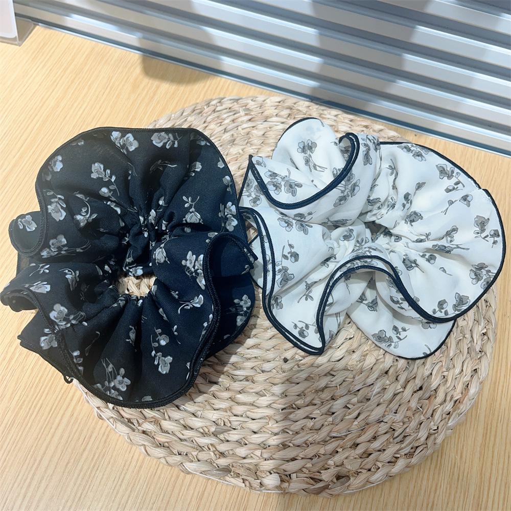 Retro Chinese Ink Painting Elastic Hair Tie - Slim Waist, Pleated, Multi-layer, High-end Design