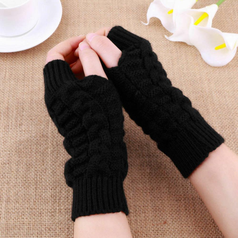 Halbfingerhandschuhe für Damen Winter Weich Warm Wolle Stricken Armstulpen Weiche Warme Fäustlinge Handschuhe Unisex Guantes Mujer Ne